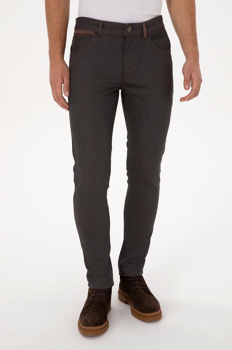 Erkek Kahverengi Slim Fit Jean Pantolon
