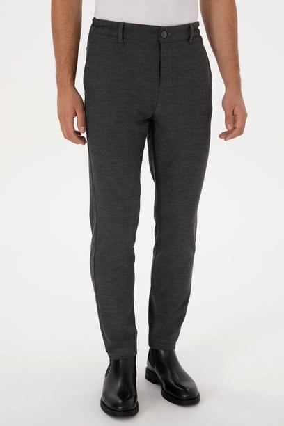 Erkek Gri Jogger Fit Kanvas / Chino Pantolon