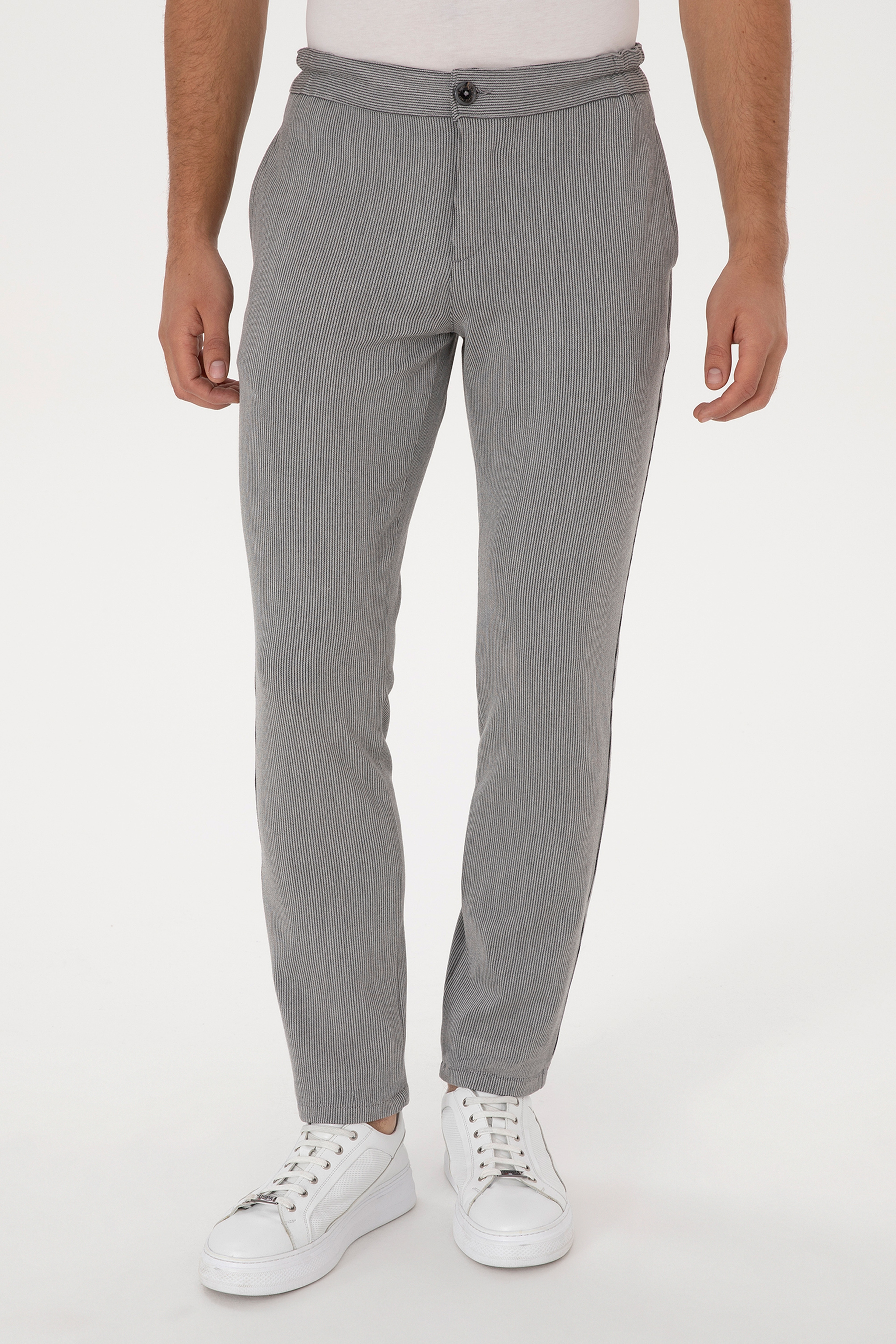 Erkek Açık Gri Slim Fit Kanvas / Chino Pantolon - Image 2