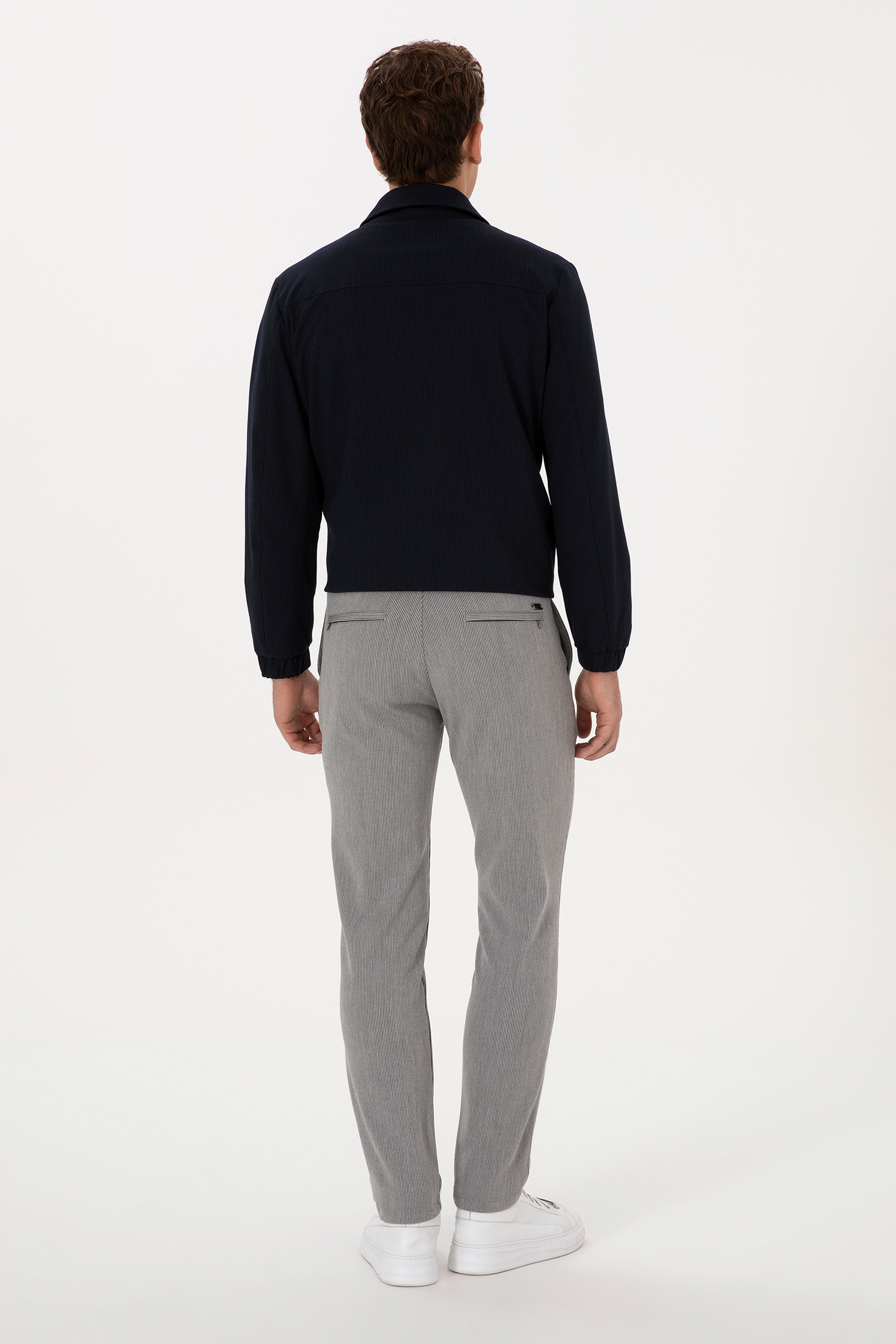 Erkek Açık Gri Slim Fit Kanvas / Chino Pantolon - Image 4