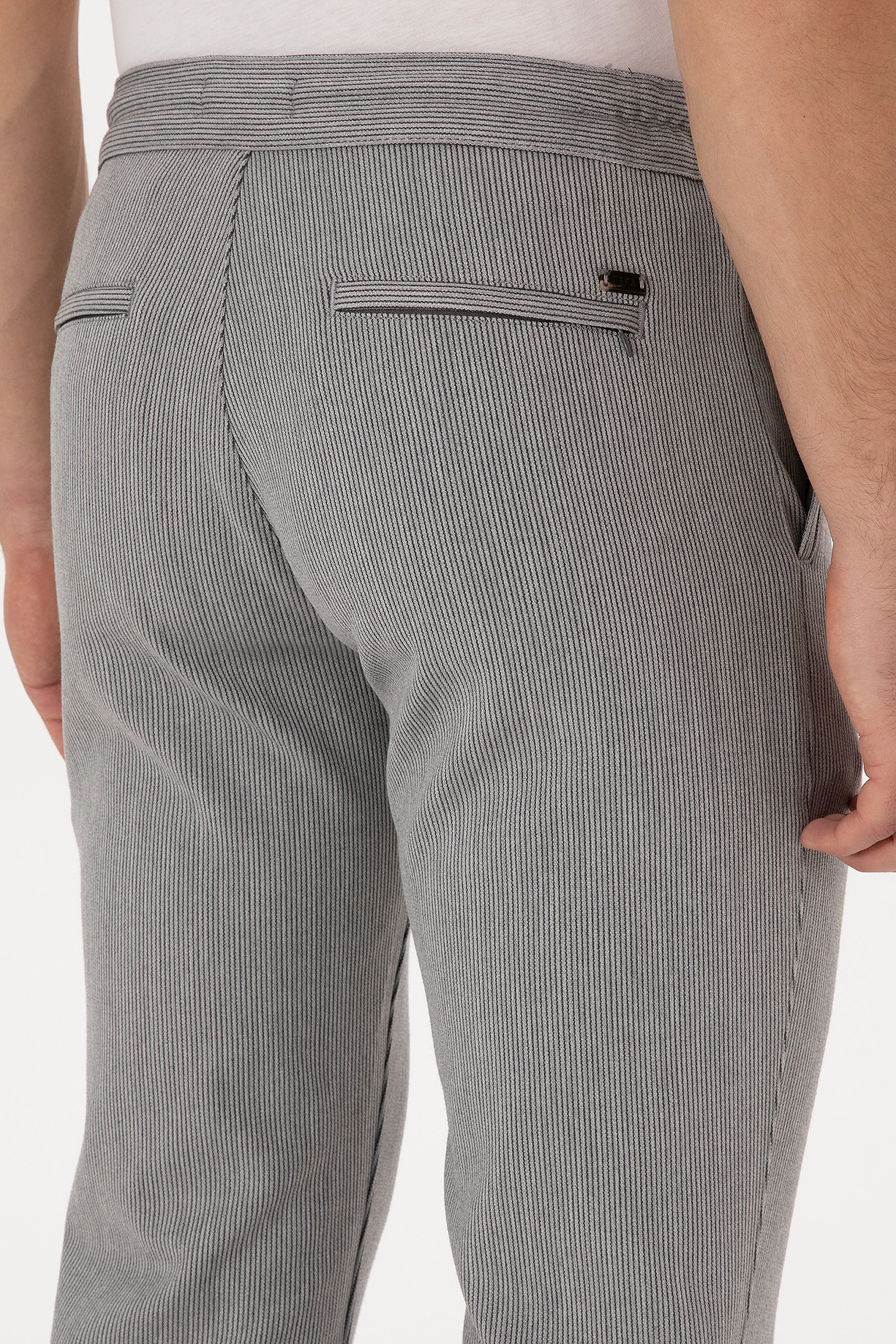 Erkek Açık Gri Slim Fit Kanvas / Chino Pantolon