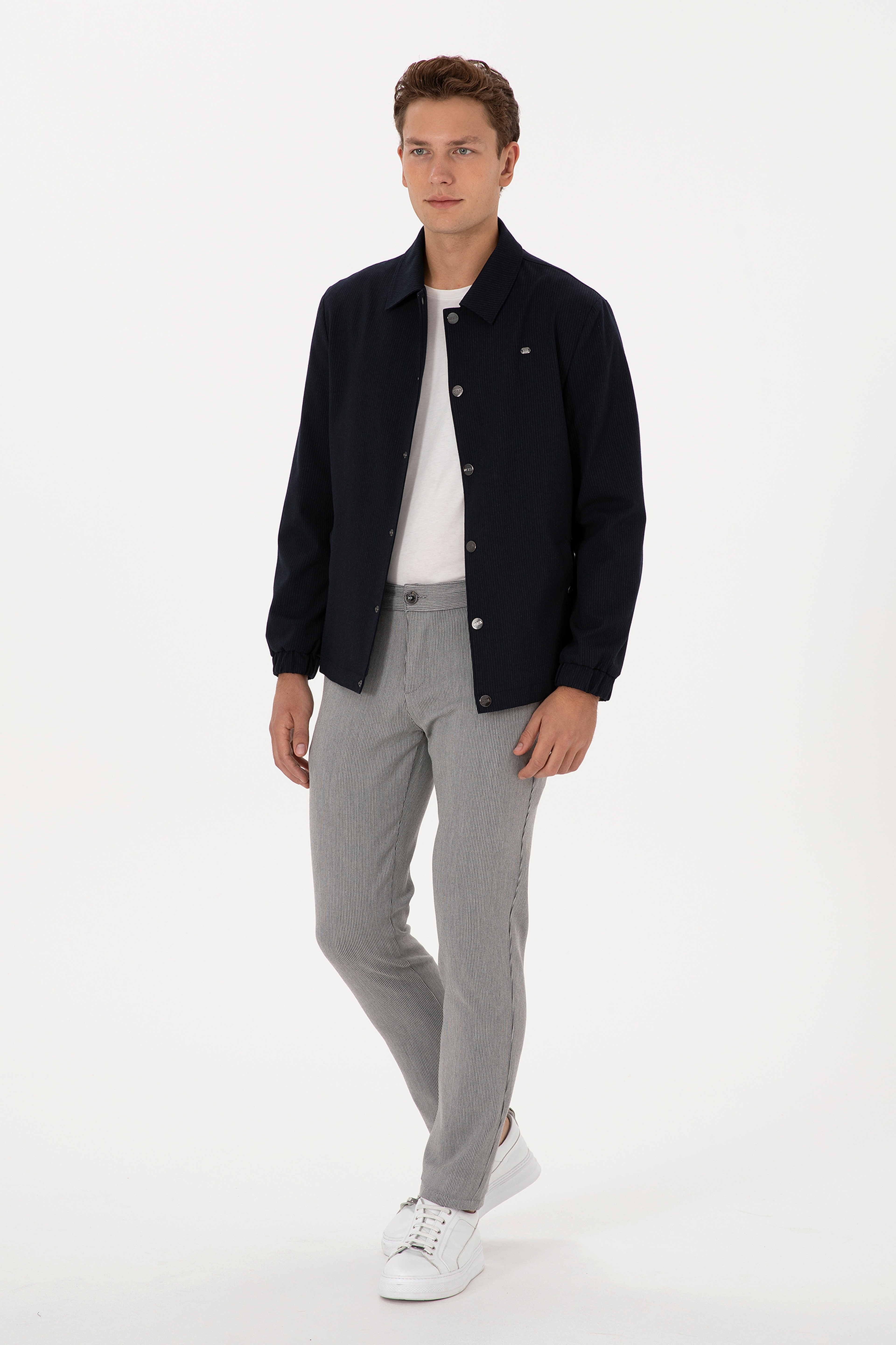 Erkek Açık Gri Slim Fit Kanvas / Chino Pantolon
