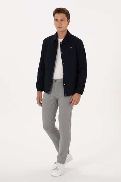 Erkek Açık Gri Slim Fit Kanvas / Chino Pantolon