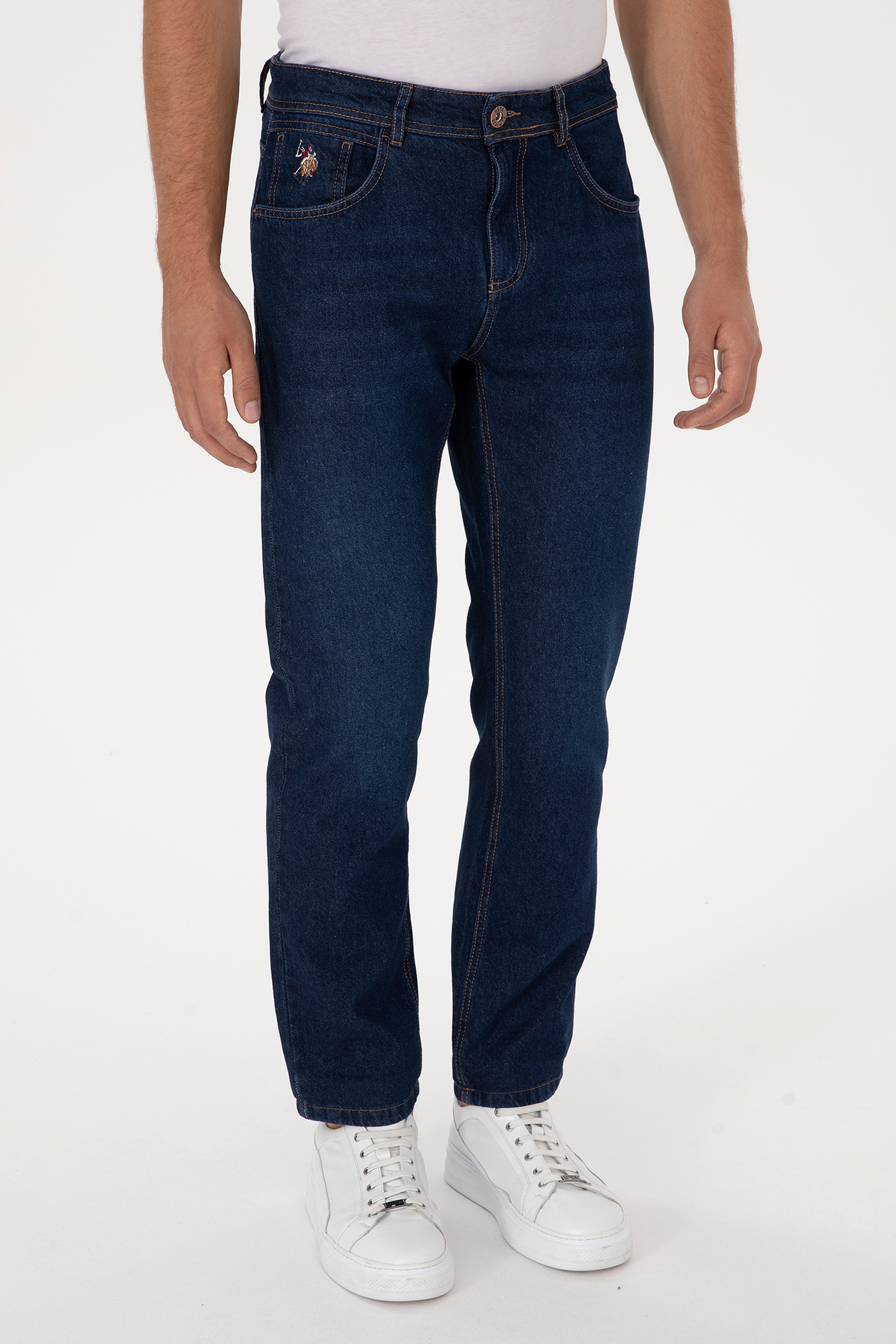 Erkek Koyu Mavi Straight Fit Jean Pantolon - Image 2