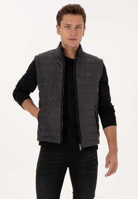 Erkek Antrasit Deri Yelek - 50317323004