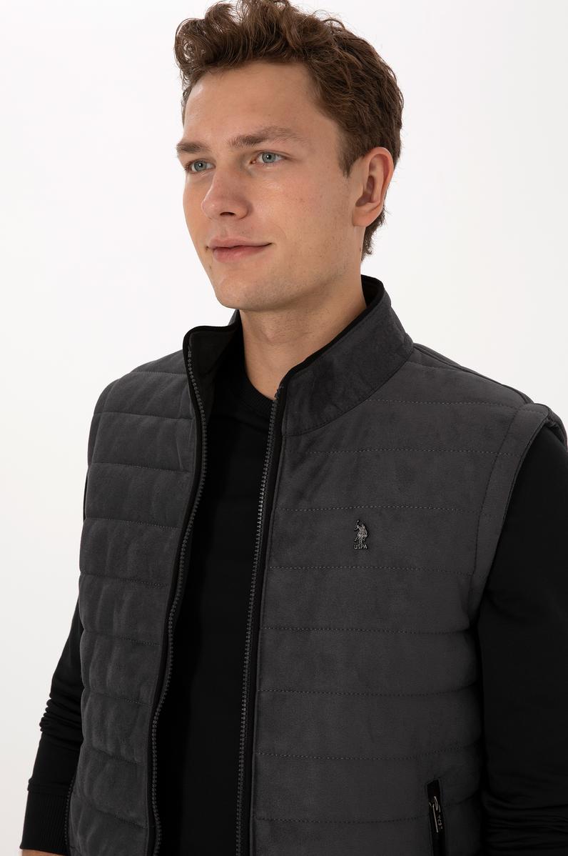 Erkek Antrasit Deri Yelek