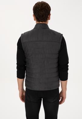 Erkek Antrasit Deri Yelek - 50317323004