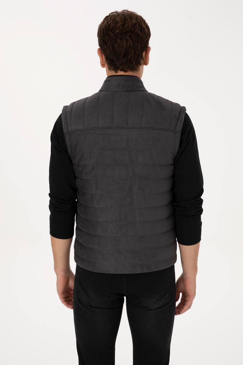 Erkek Antrasit Deri Yelek - 50317323004