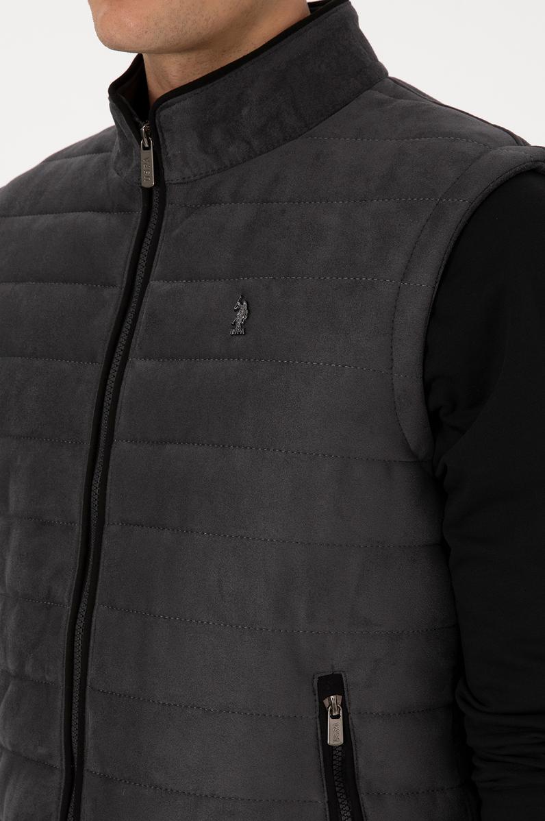 Erkek Antrasit Deri Yelek