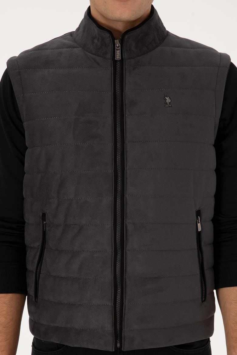 Erkek Antrasit Deri Yelek - 50317323004