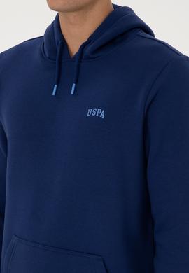 Erkek Regular Fit Kapüşonlu Şardonlu İndigo Basic Sweatshirt - 50315582028