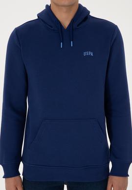 Erkek Regular Fit Kapüşonlu Şardonlu İndigo Basic Sweatshirt - 50315582028