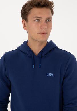 Erkek Regular Fit Kapüşonlu Şardonlu İndigo Basic Sweatshirt - 50315582028