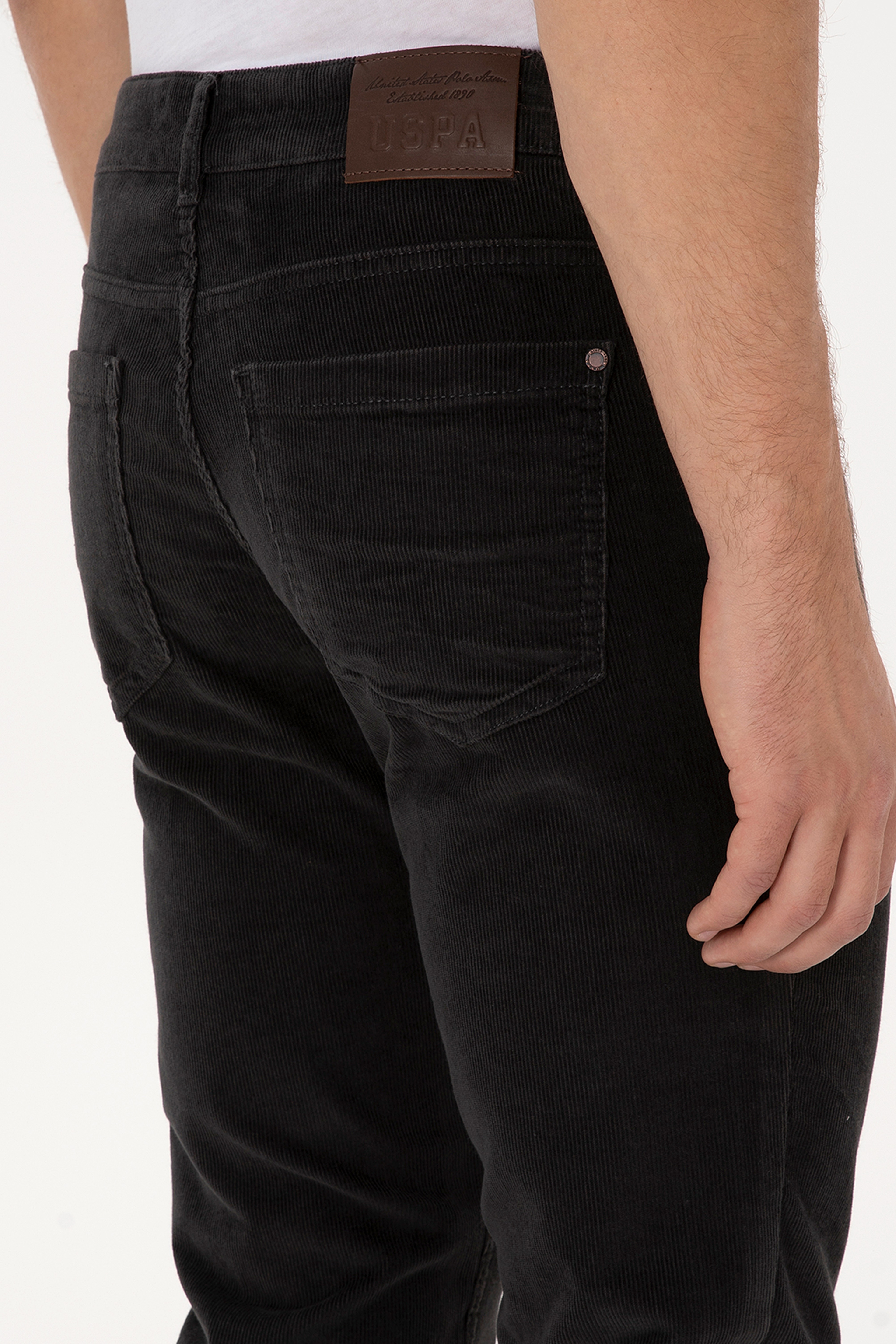 Erkek Slim Fit Gri Kanvas Pantolon