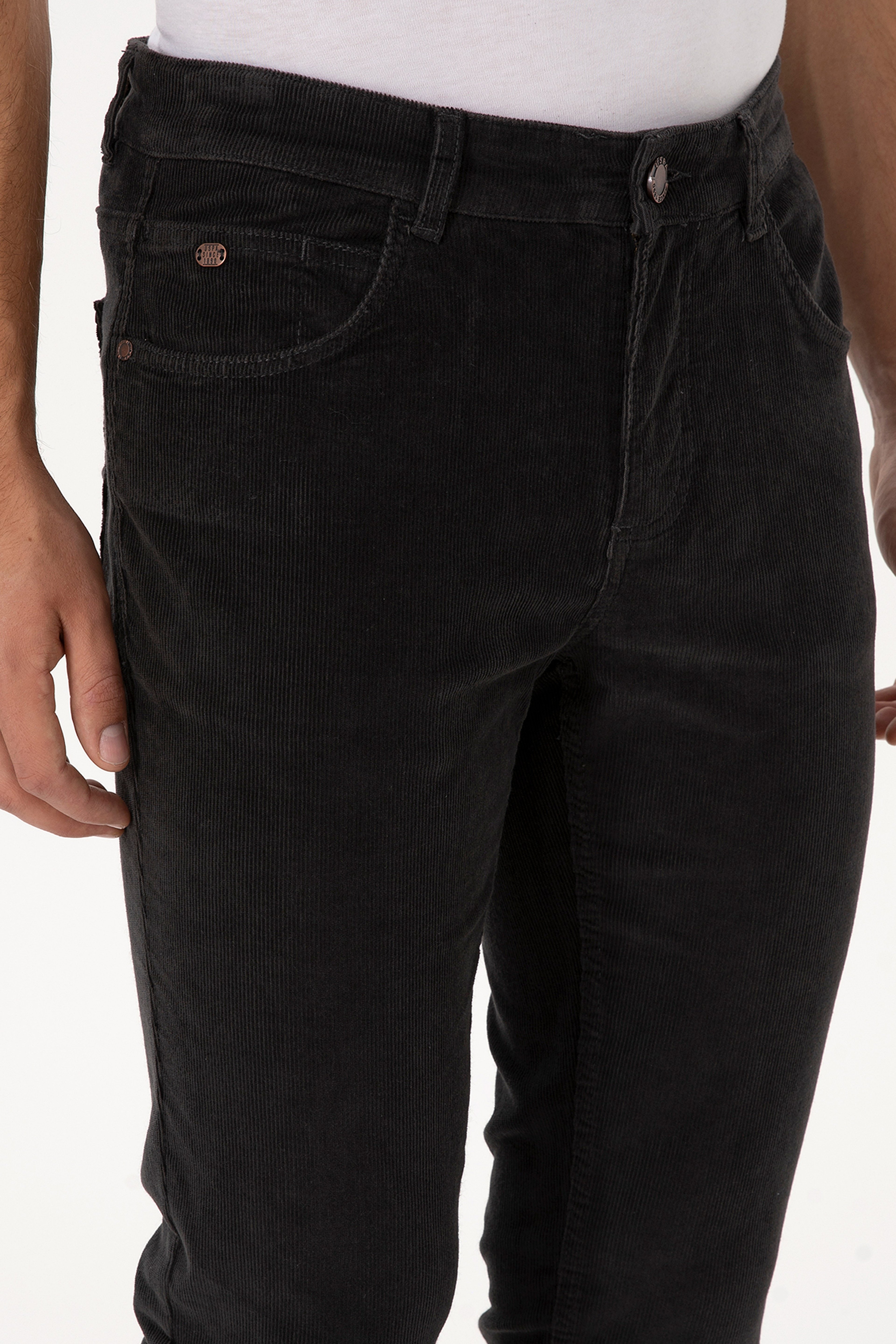 Erkek Slim Fit Gri Kanvas Pantolon - Image 5