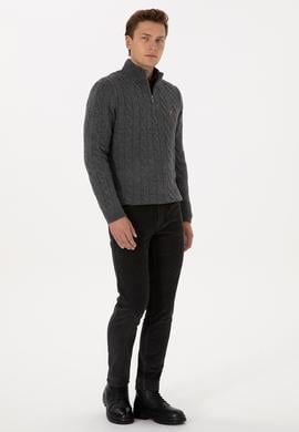 Erkek Gri Slim Fit Kanvas / Chino Pantolon - 50310150345