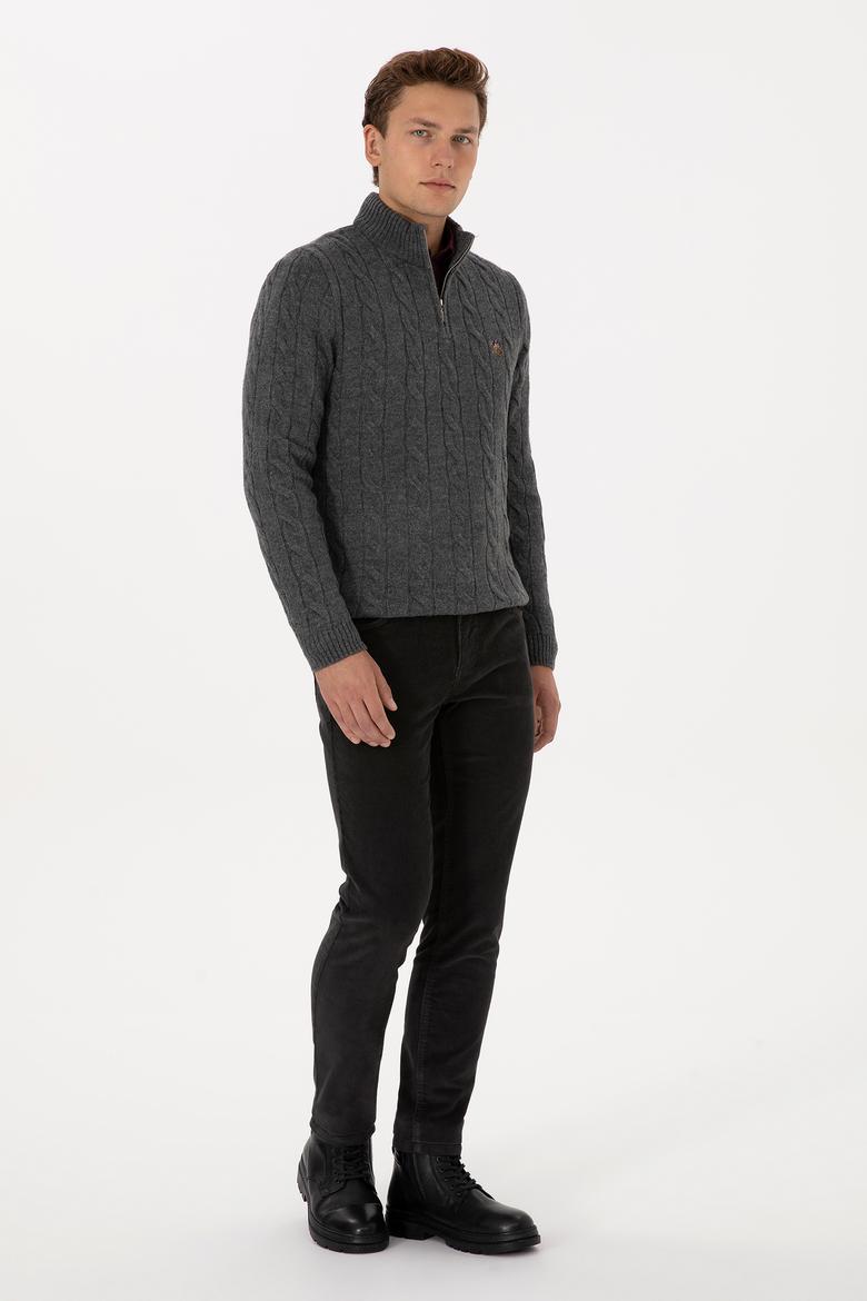 Erkek Gri Slim Fit Kanvas / Chino Pantolon - 50310150345