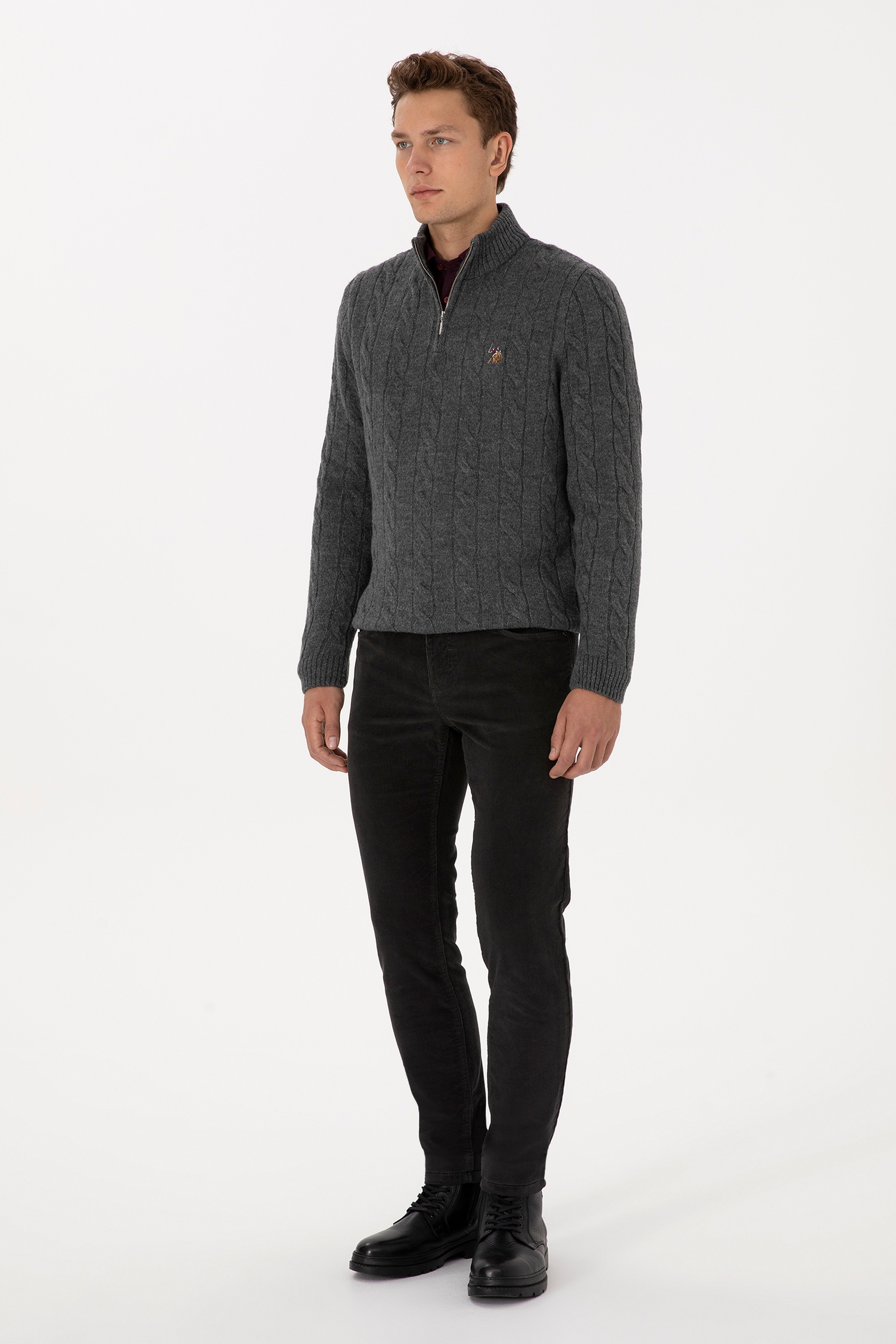 Erkek Slim Fit Gri Kanvas Pantolon - Image 1