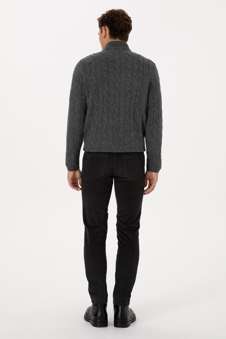 Erkek Gri Slim Fit Kanvas / Chino Pantolon - 50310150345