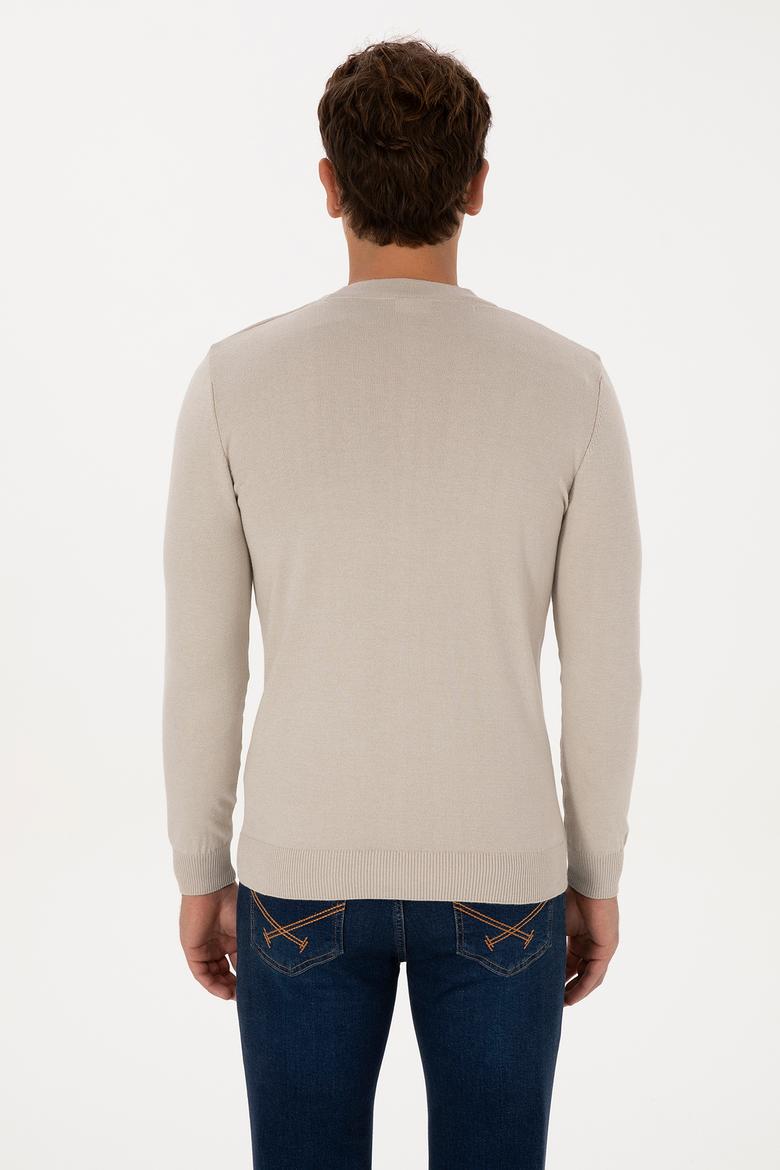 Erkek Taş Melanj Basic Triko Hırka - 50313702042