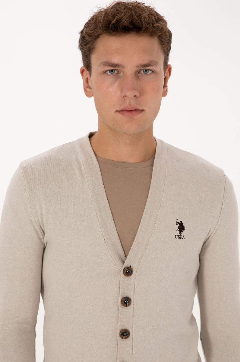 Erkek Taş Melanj Basic Triko Hırka