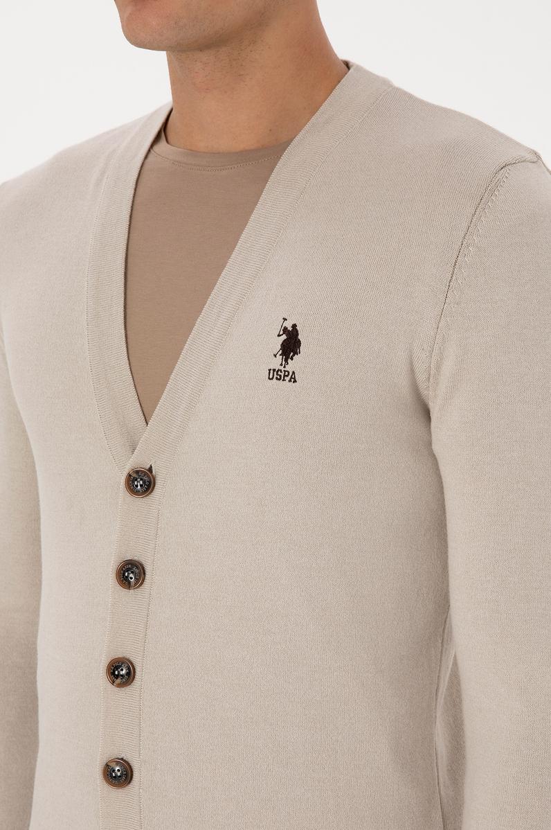 Erkek Taş Melanj Basic Triko Hırka