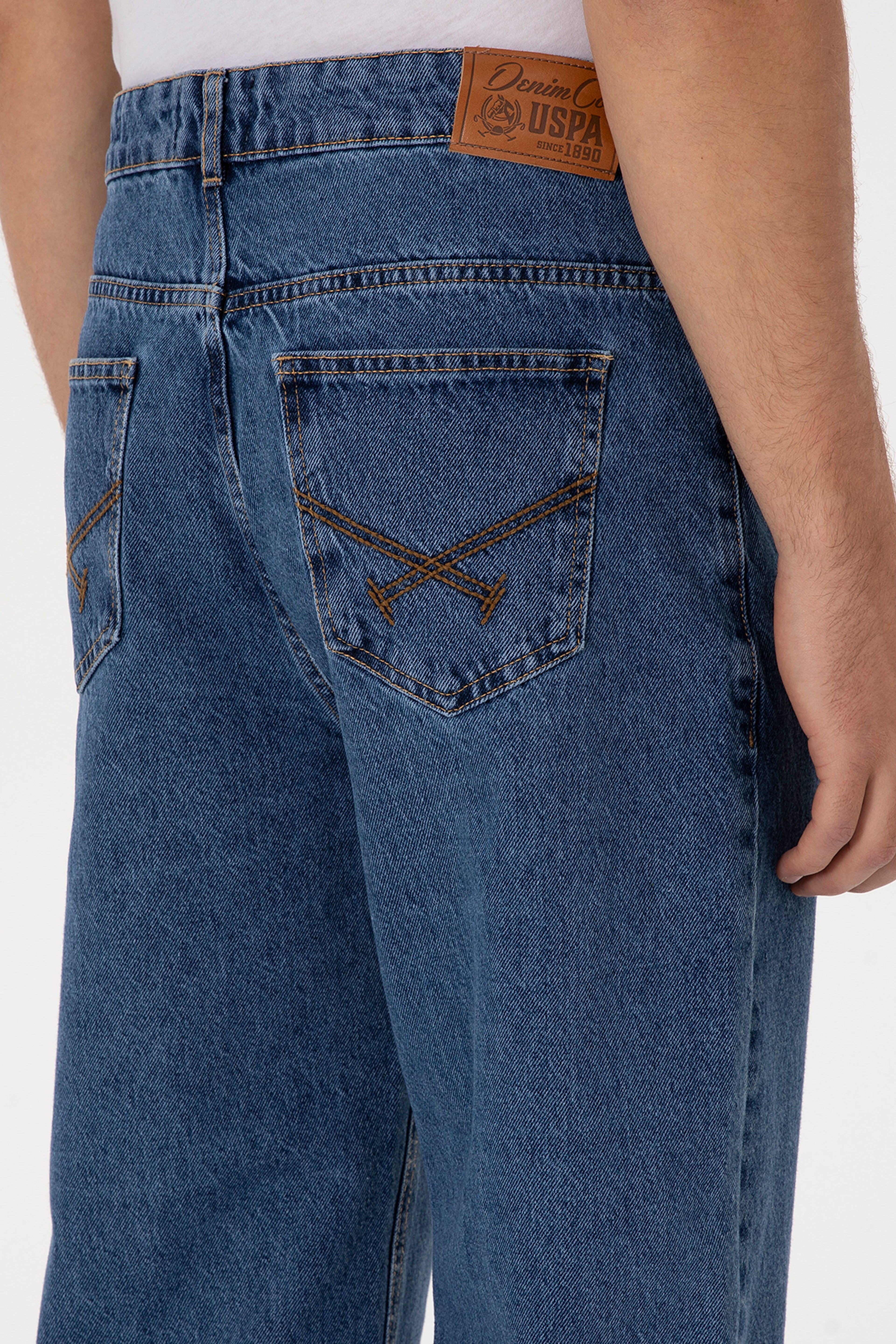 Erkek Mavi Loose Fit Jean Pantolon