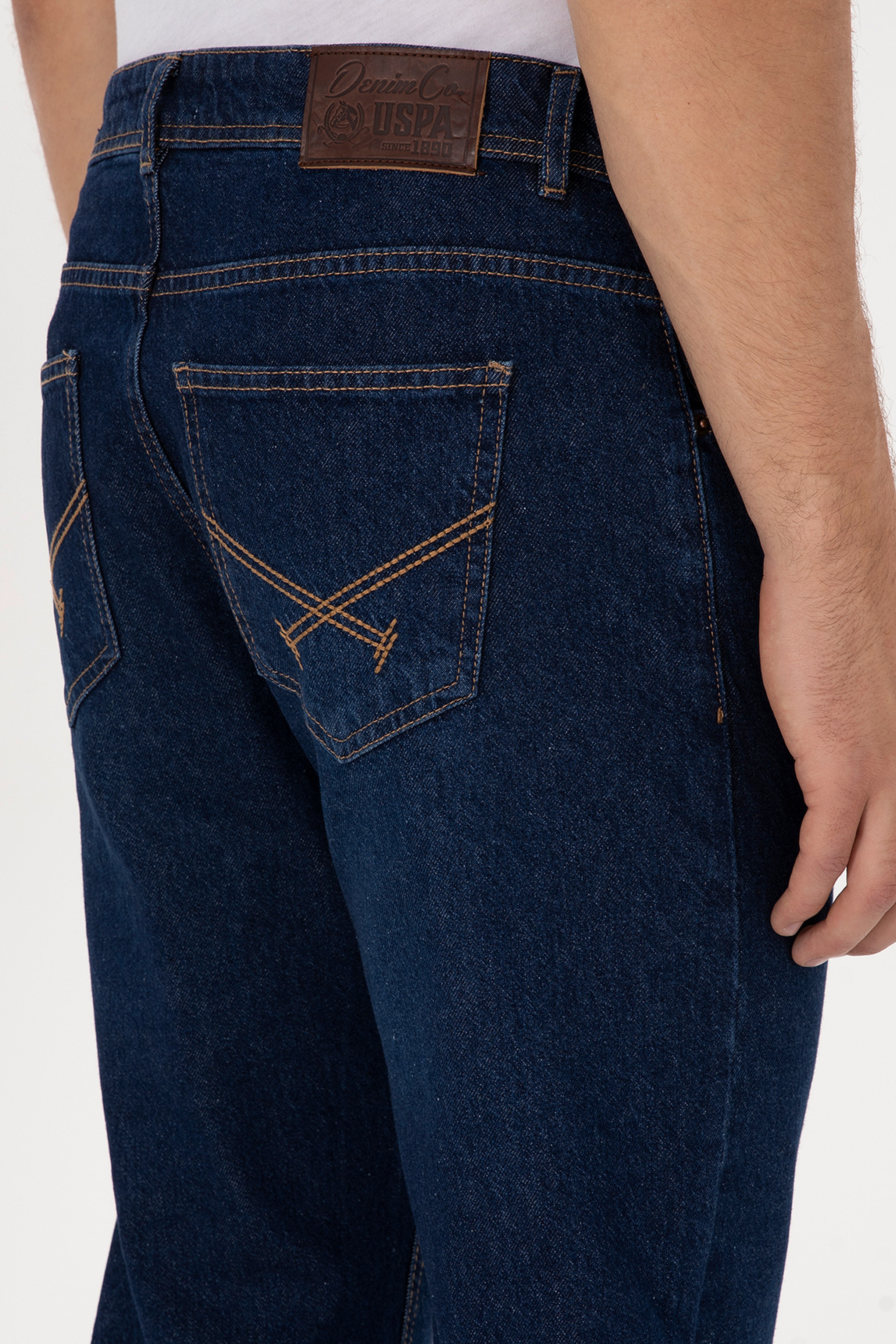 Erkek Koyu Mavi Straight Fit Jean Pantolon - Image 6