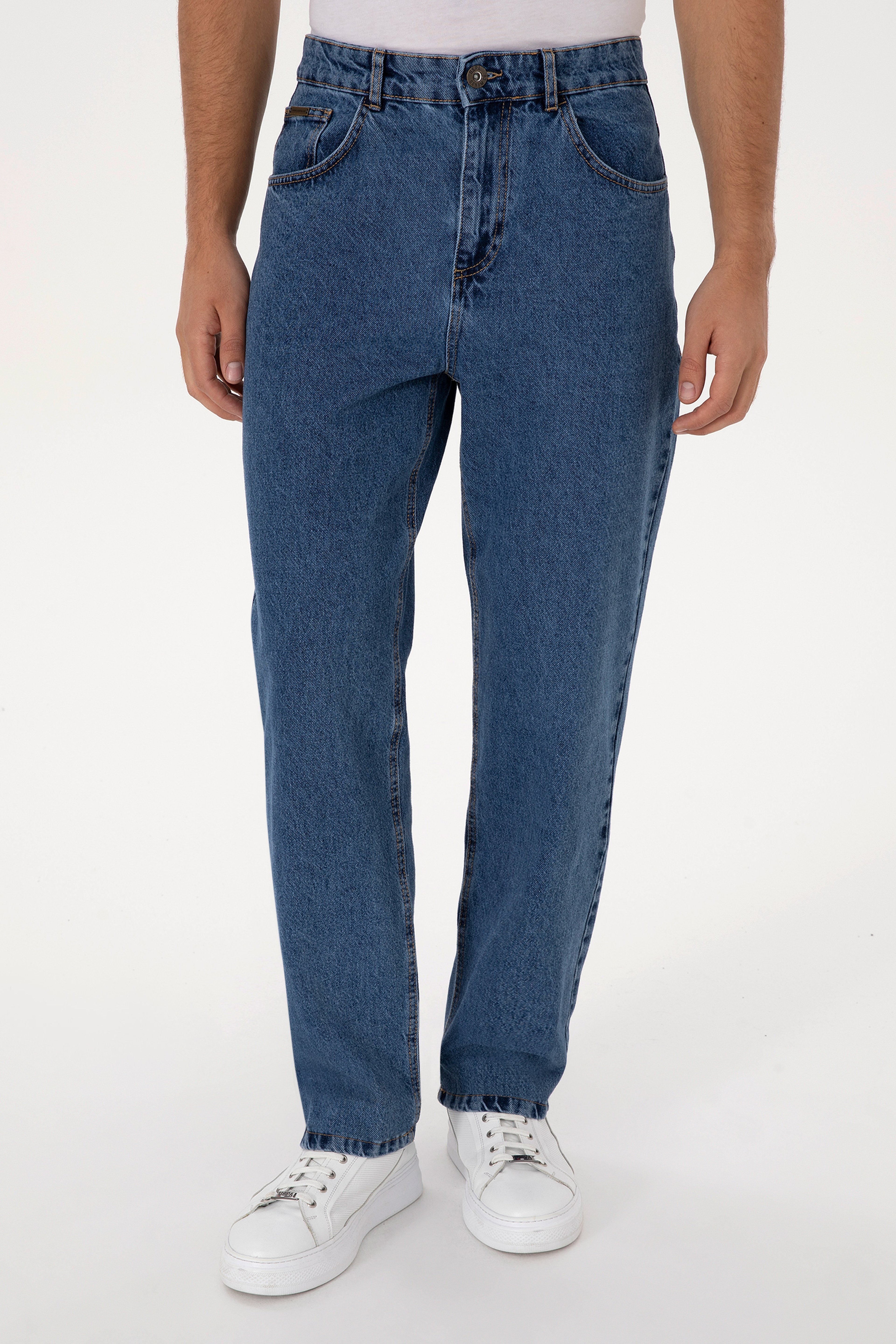 Erkek Mavi Loose Fit Jean Pantolon