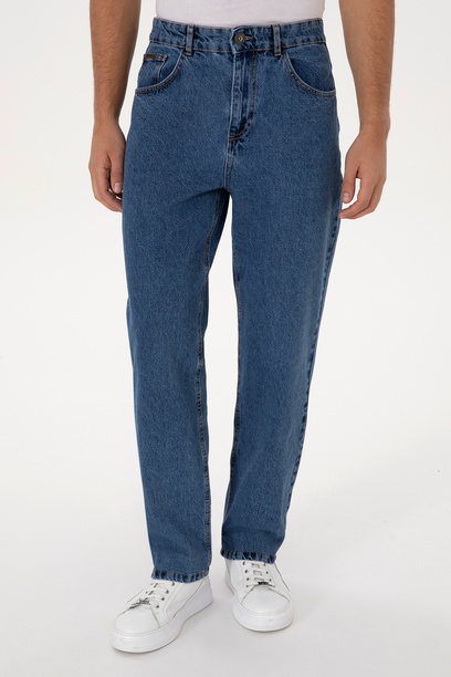 Erkek Mavi Loose Fit Jean Pantolon