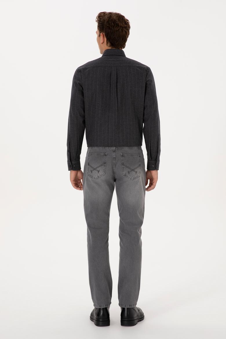 Erkek Gri Straight Fit Jean Pantolon - 50316562044