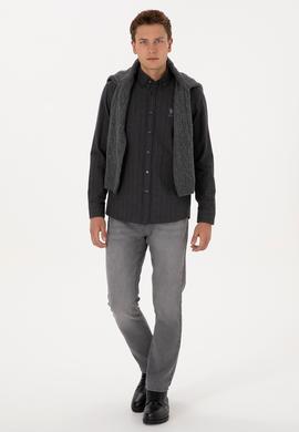 Erkek Gri Straight Fit Jean Pantolon - 50316562044