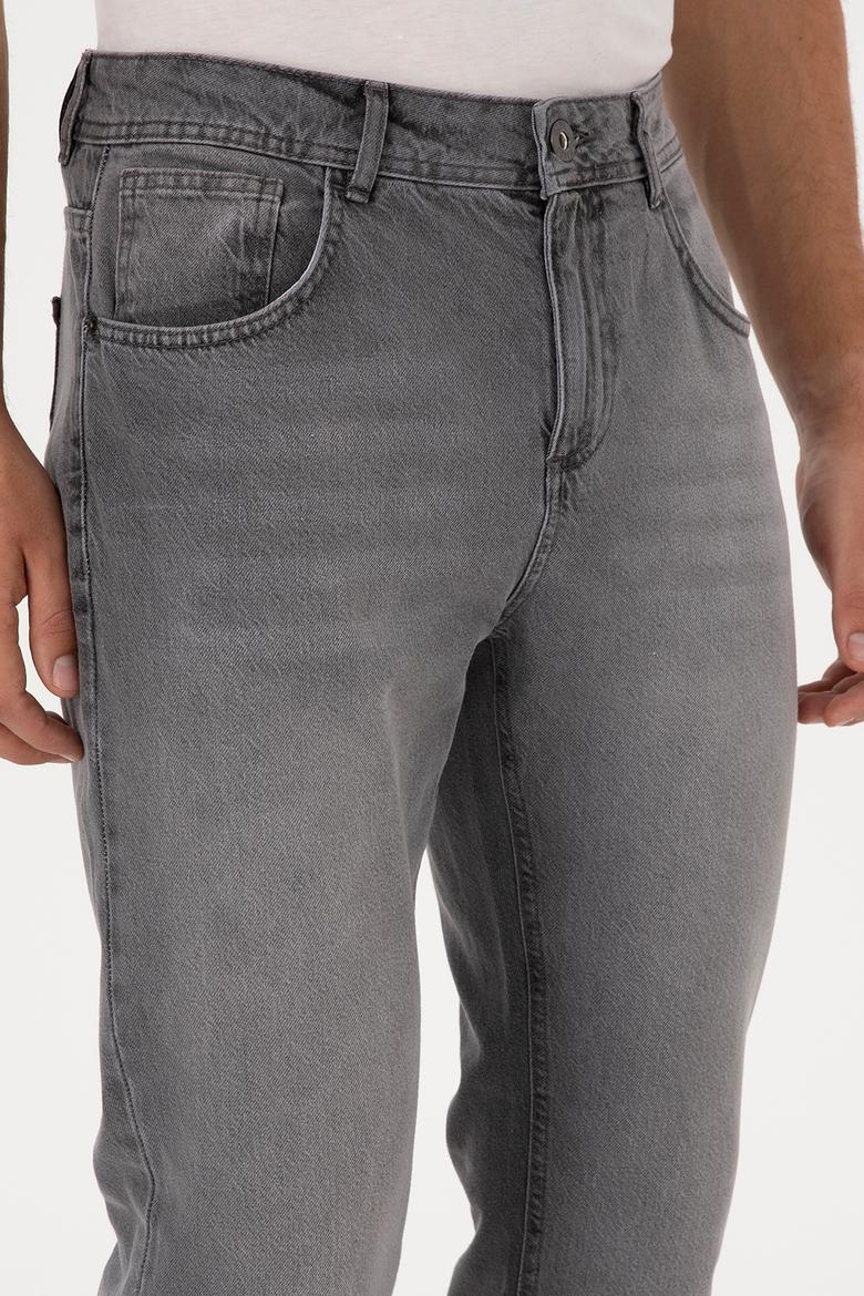 Erkek Gri Straight Fit Jean Pantolon - 50316562044
