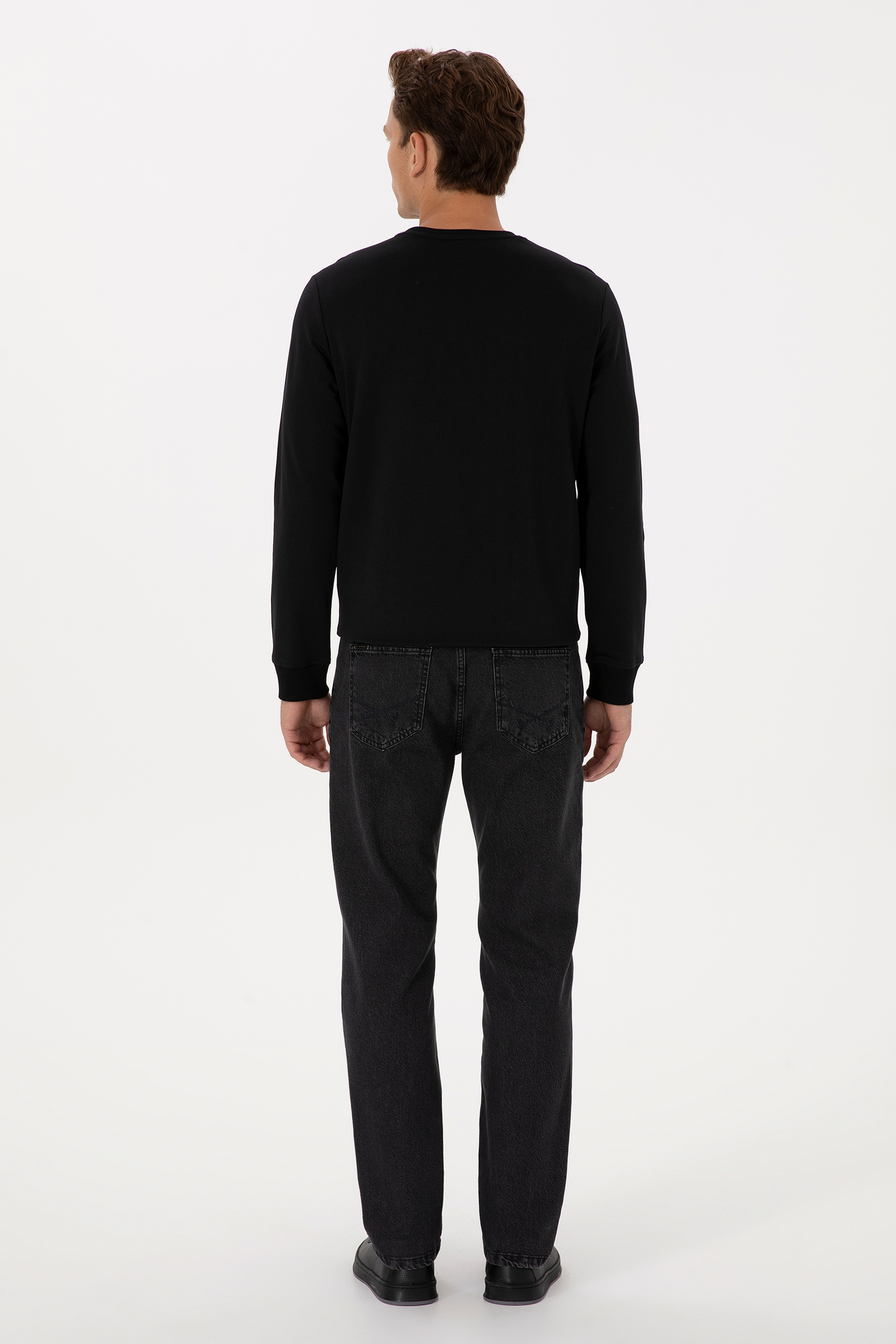 Erkek Siyah Relax Fit Jean Pantolon