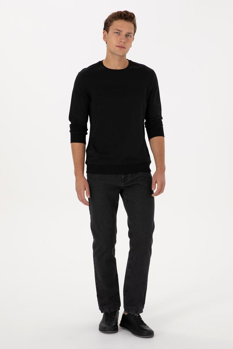 Erkek Siyah Relax Fit Jean Pantolon