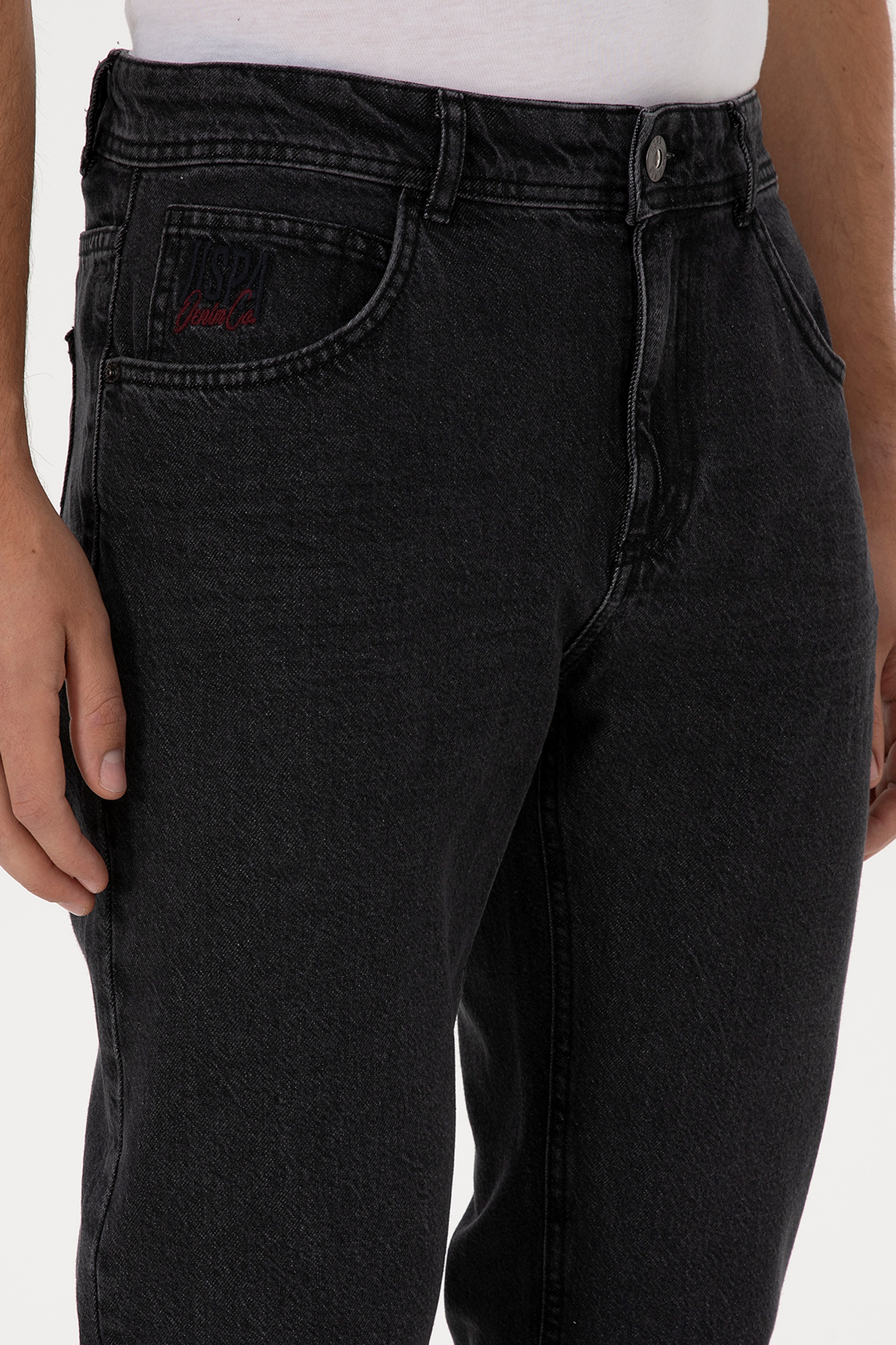 Erkek Siyah Relax Fit Jean Pantolon