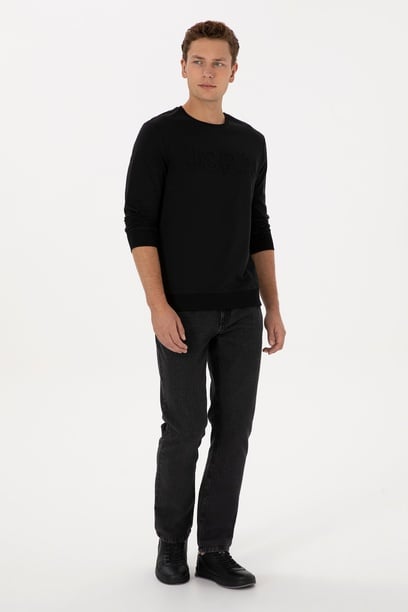 Erkek Siyah Relax Fit Jean Pantolon