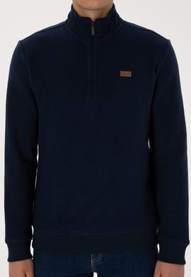 Erkek Regular Fit Yarım Fermuarlı Lacivert Basic Sweatshirt - 50313802017