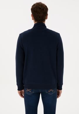 Erkek Regular Fit Yarım Fermuarlı Lacivert Basic Sweatshirt - 50313802017