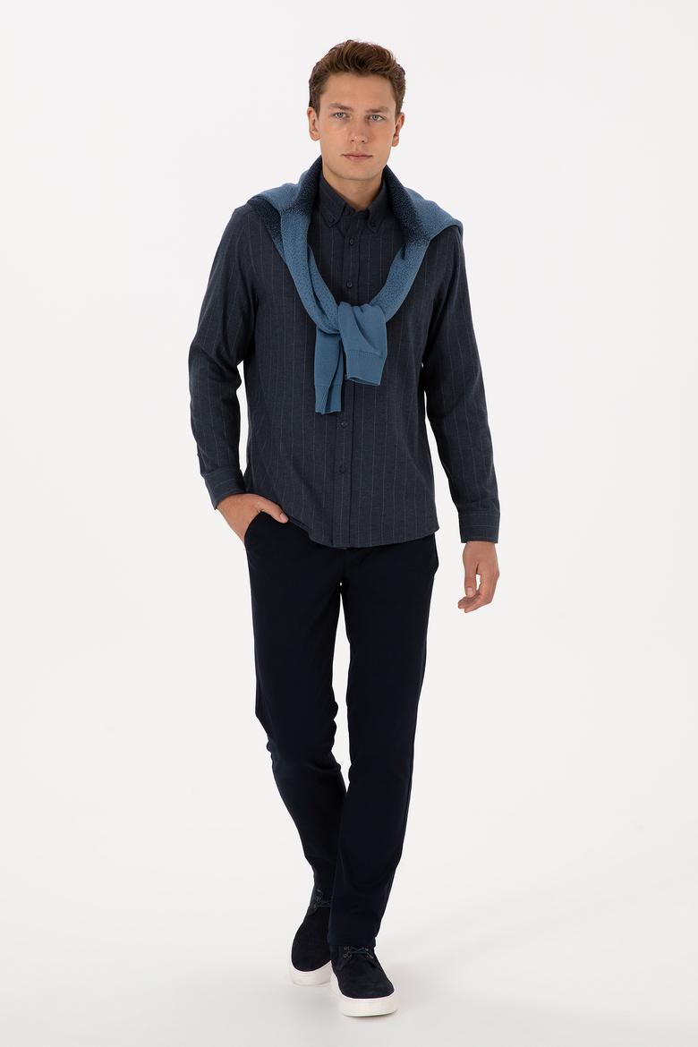 Erkek Lacivert Uzun Kollu Gömlek - 50316559014