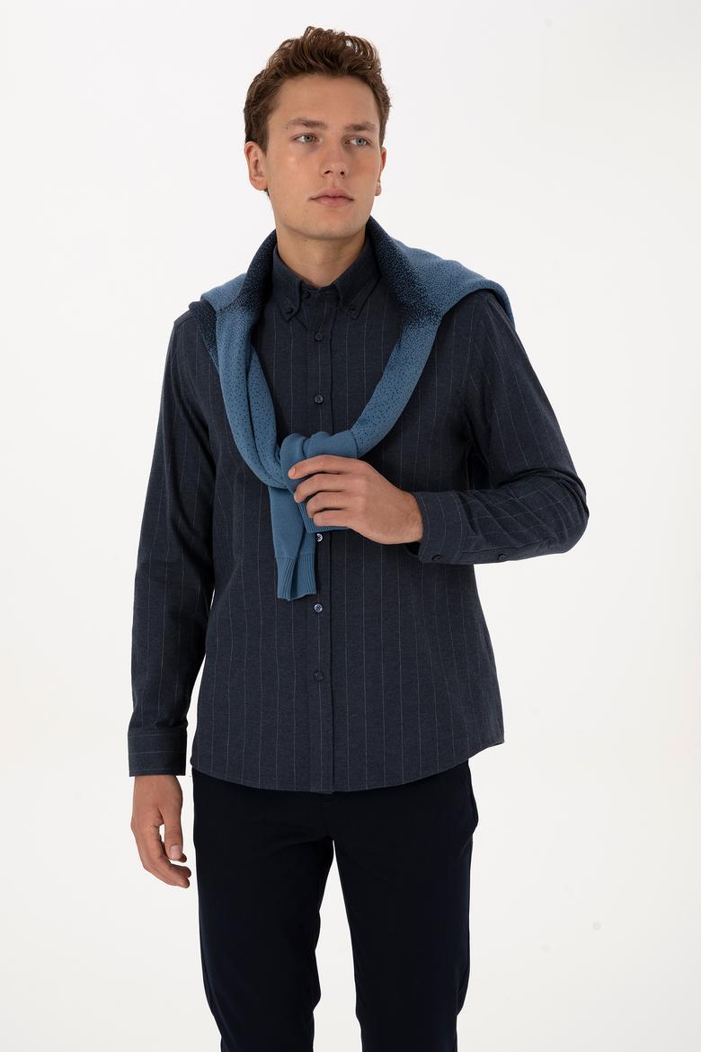 Erkek Lacivert Uzun Kollu Gömlek - 50316559014