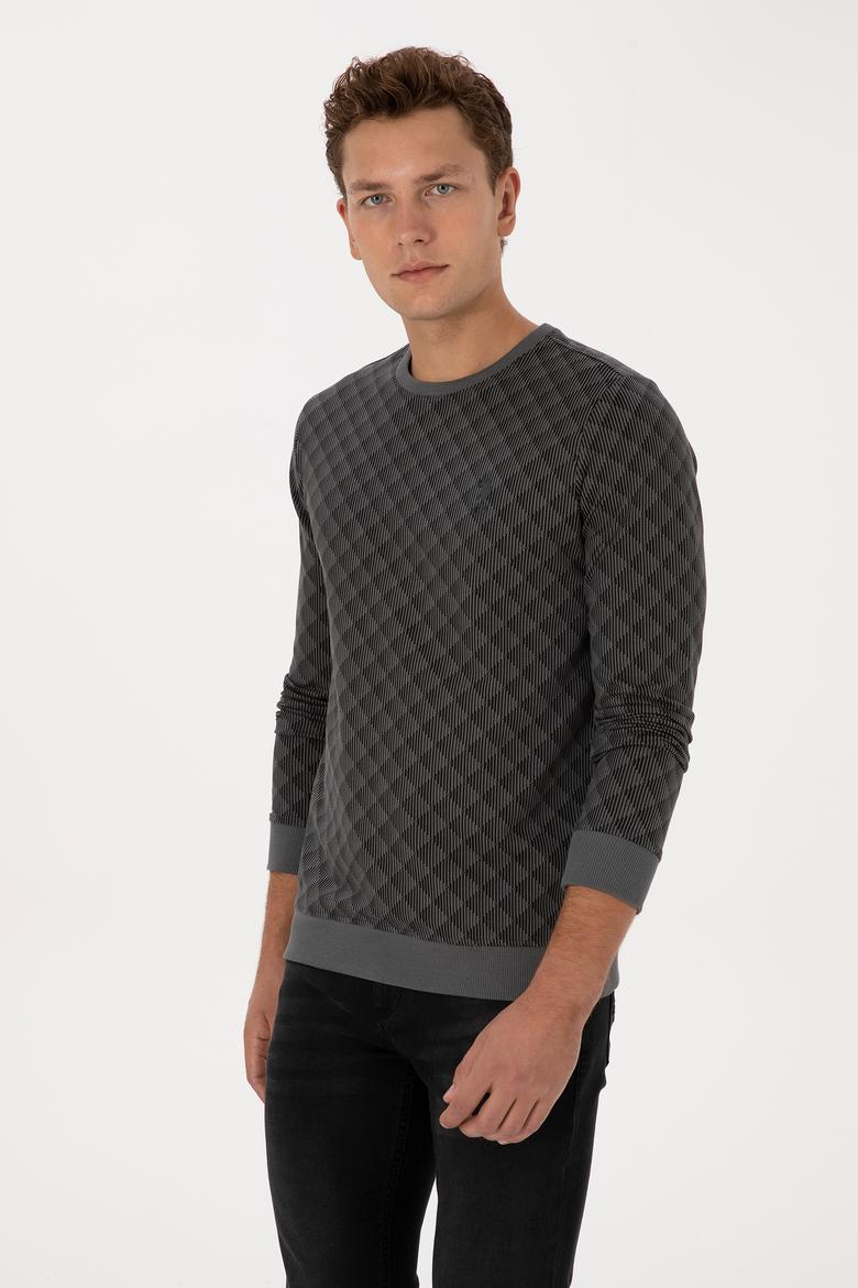 Erkek Regular Fit Bisiklet Yaka Antrasit Sweatshirt - 50309993039