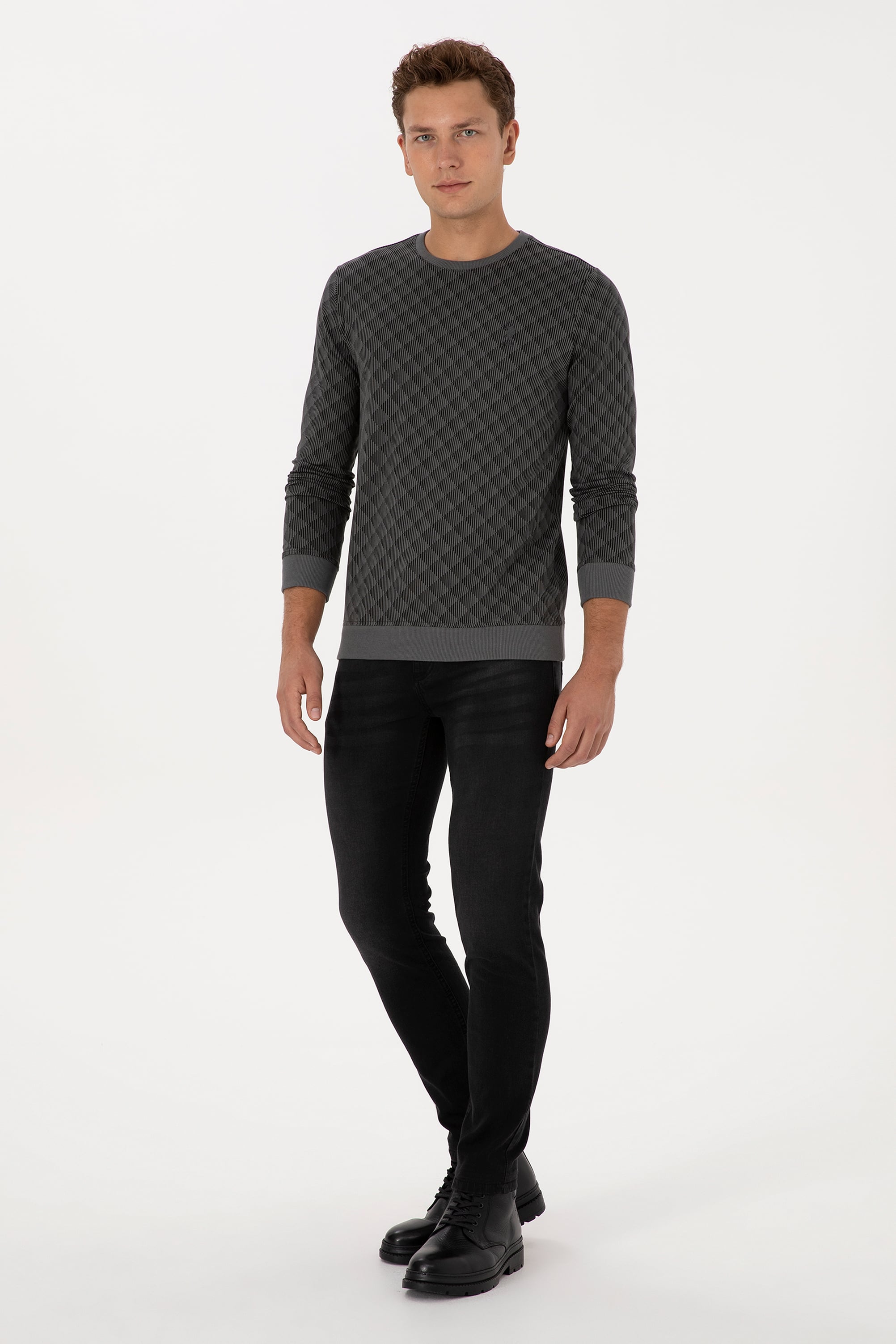 Erkek Regular Fit Bisiklet Yaka Antrasit Sweatshirt
