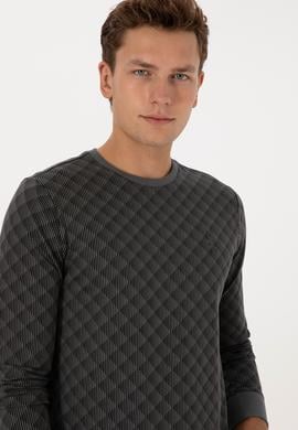 Erkek Regular Fit Bisiklet Yaka Antrasit Sweatshirt - 50309993039