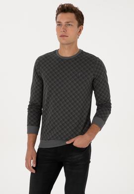 Erkek Regular Fit Bisiklet Yaka Antrasit Sweatshirt - 50309993039