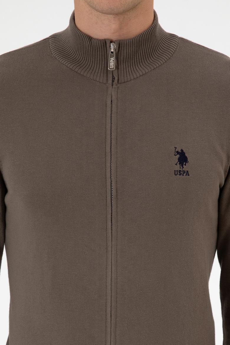 Erkek Slim Fit Vizon Triko Hırka - 50313684061