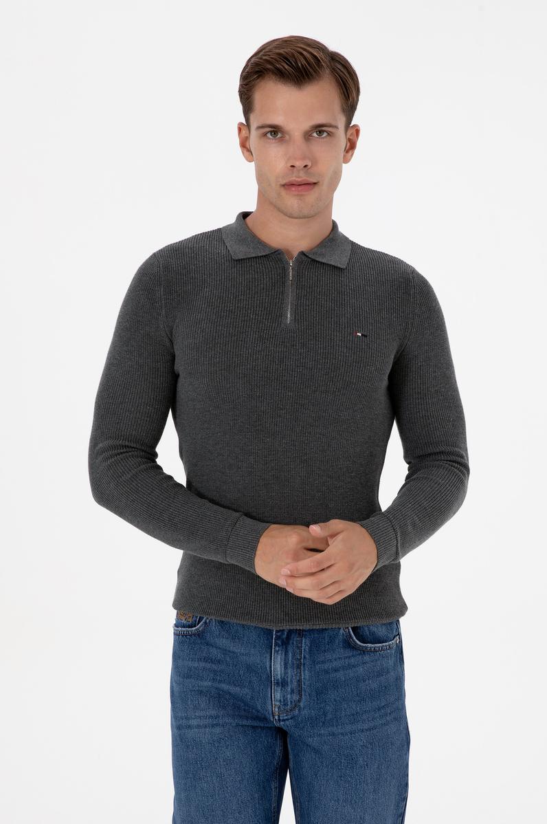 Erkek Antrasit Melanj Basic Kazak