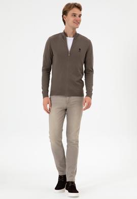 Erkek Slim Fit Vizon Triko Hırka - 50313684061