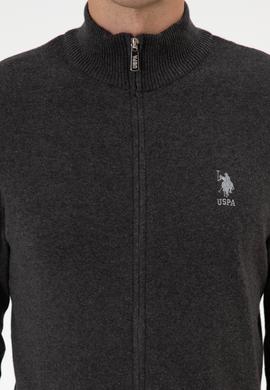 Erkek Slim Fit Antrasit Melanj Triko Hırka - 50313684014