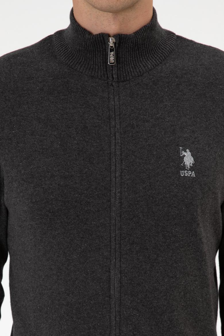 Erkek Slim Fit Antrasit Melanj Triko Hırka - 50313684014